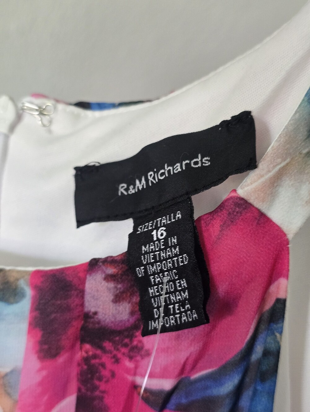 R&M Richards Floral Watercolor Maxi Dress Size 16 High Low Ruffle Formal $139 - Picture 6 of 11